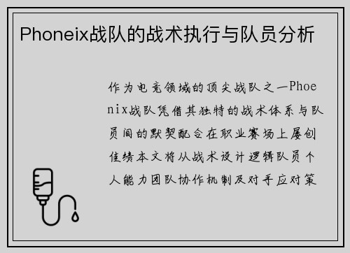 Phoneix战队的战术执行与队员分析